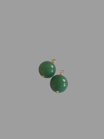 Grøn jade sten til øreringe i forgyldt sølv (10 mm)