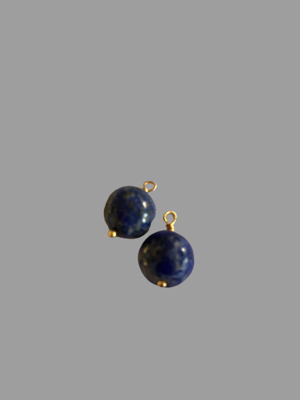 Blå sodalit perler til øreringe i forgyldt sølv (6 mm)